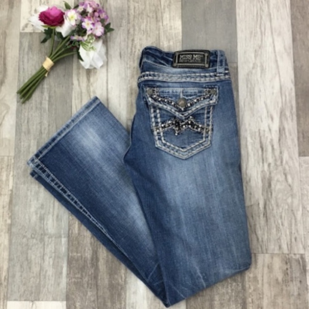 Miss Me Light Blue Wash Boot Cut Jeans NO16☮️